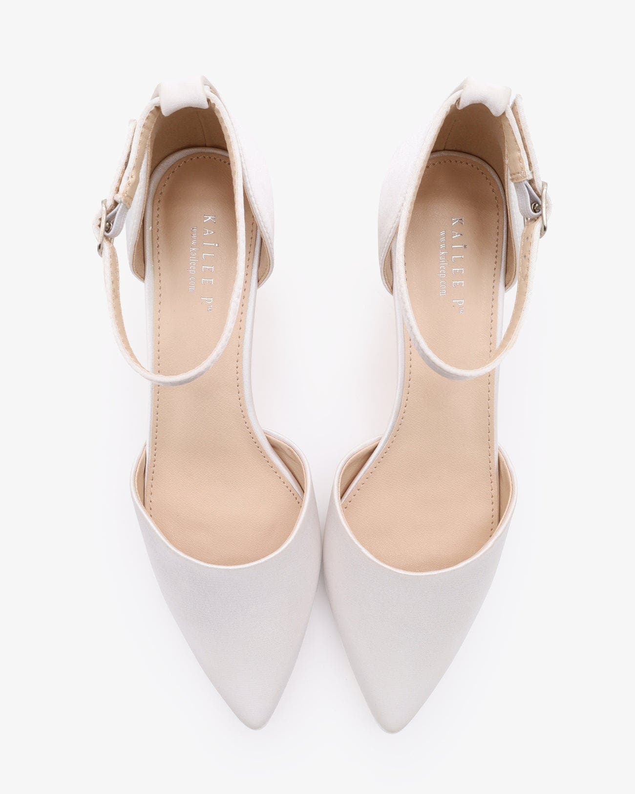 Kailee P Farah Satin pointed toe Kitten Low Heel Wedding Shoes, Alternate, color, White