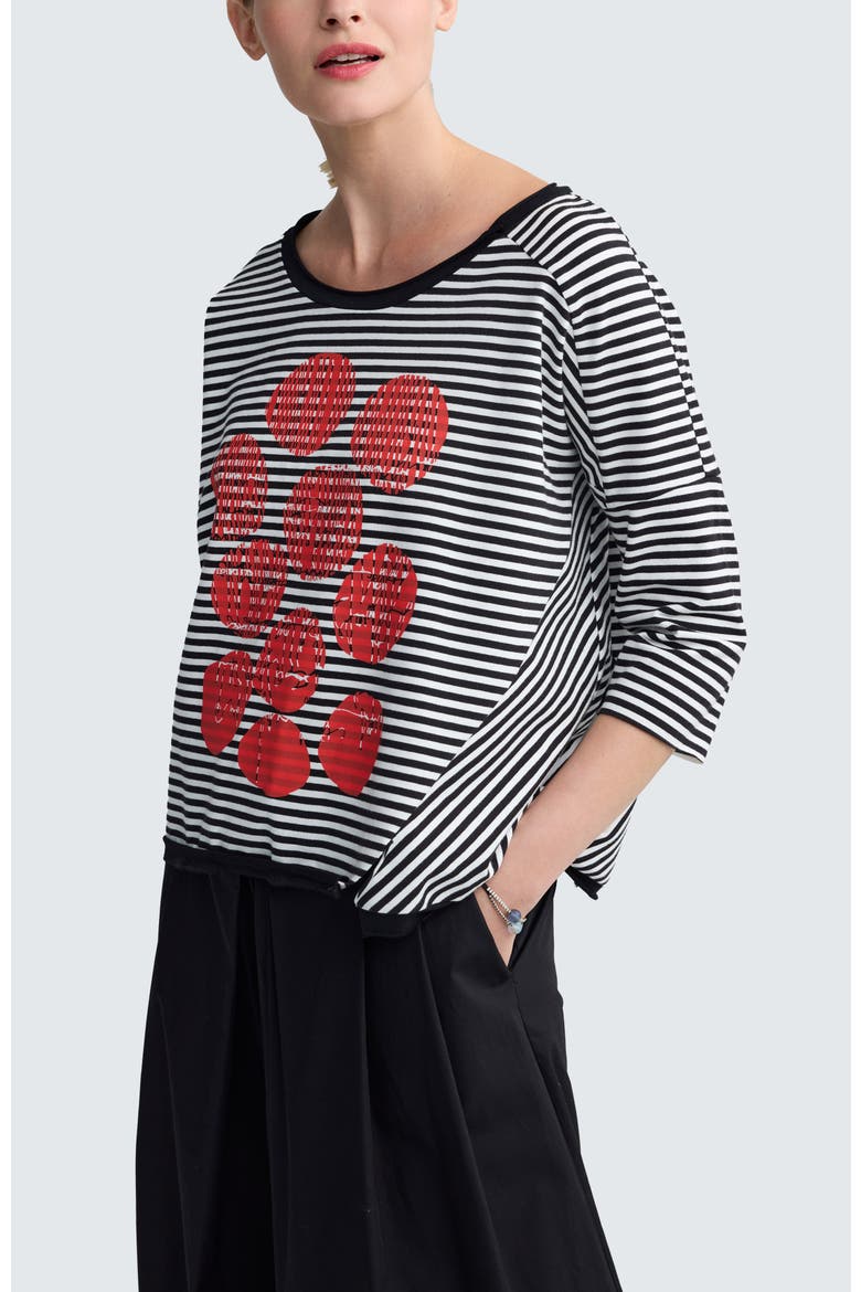 Tessa Striped Jersey Top, Alternate, color, Black Strip