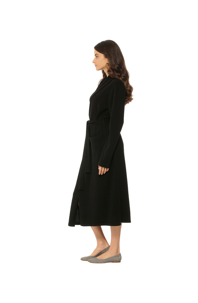 Monticelli Cashmere Pure Cashmere Knit Robe, Alternate, color, Black