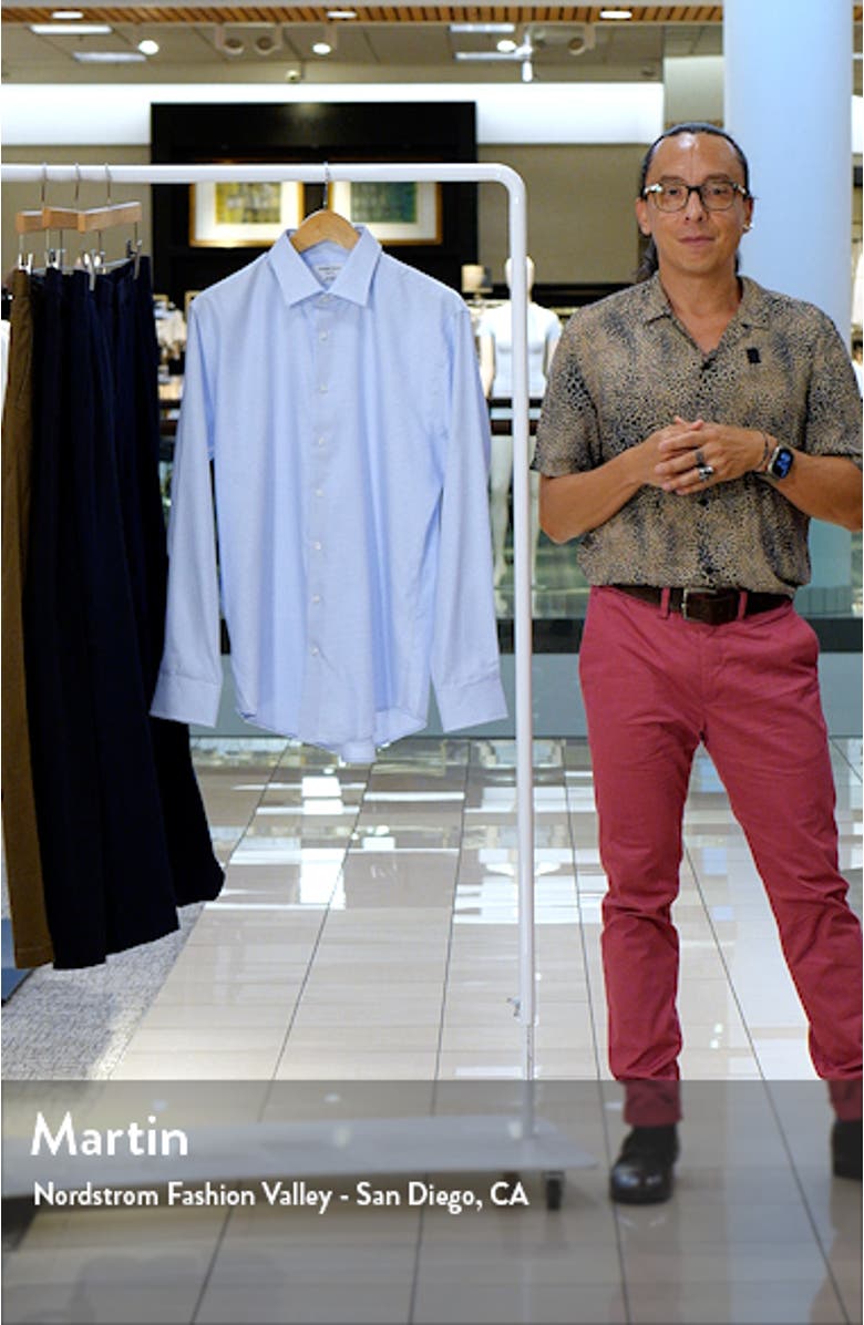 Trim Fit Microcheck Cotton Dress Shirt, sales video thumbnail