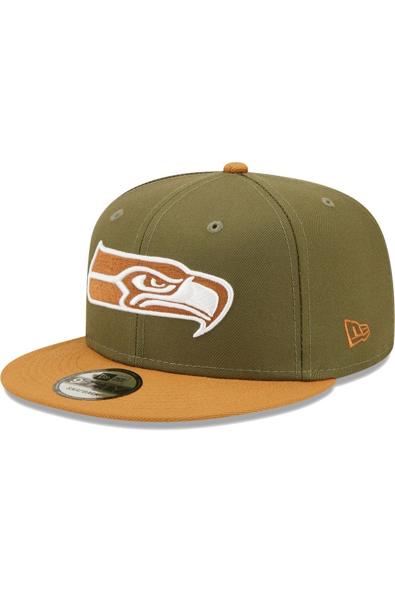 Men's New Era Olive/Brown Seattle Seahawks Two-Tone Color Pack 9FIFTY Snapback Hat, Main, color, Olive