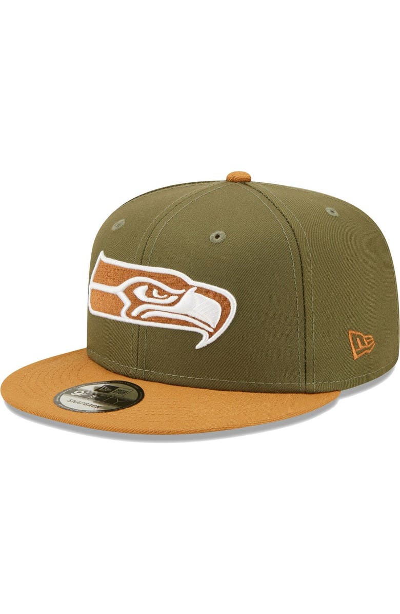 New Era Men's New Era Olive/Brown Seattle Seahawks Two-Tone Color Pack 9FIFTY Snapback Hat, Main, color, 