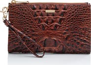 Brahmin Daisy Croc Embossed Leather Wristlet