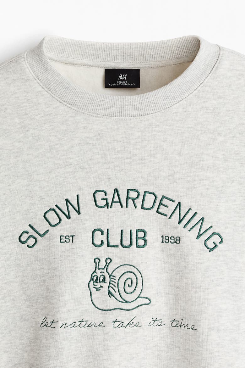 Relaxed Fit Embroidery-motif Sweatshirt, Alternate, color, Gray/Slow Gardening Club