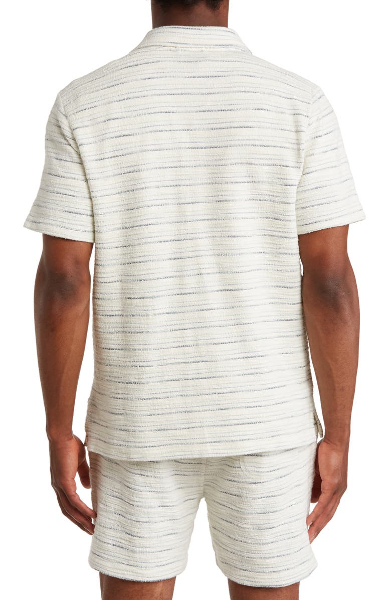 Marine Layer Stripe French Terry Short Sleeve Button-Up Camp Shirt, Alternate, color,