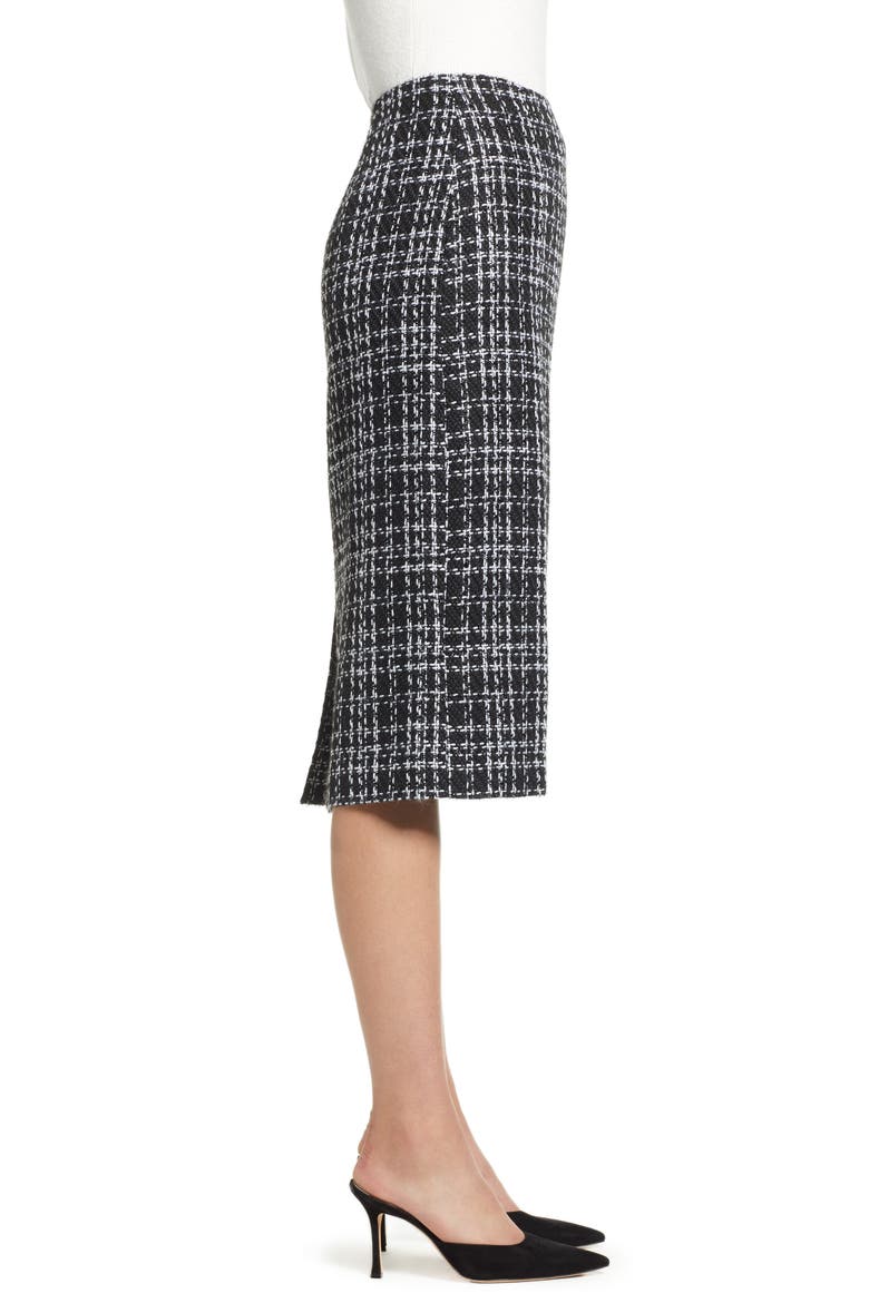 Plaid Tweed Pencil Skirt, Alternate, color, BLACK- WHITE TWEED