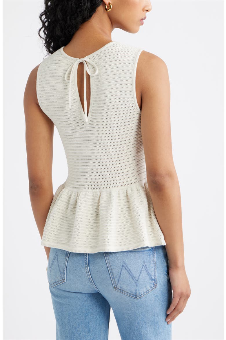 Open Stitch Peplum Sweater Tank, Alternate, color, IVORY DOVE
