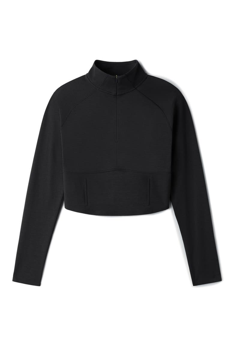 Heather Revive Crop Quarter Zip Top, Alternate, color, BLACK HEATHER