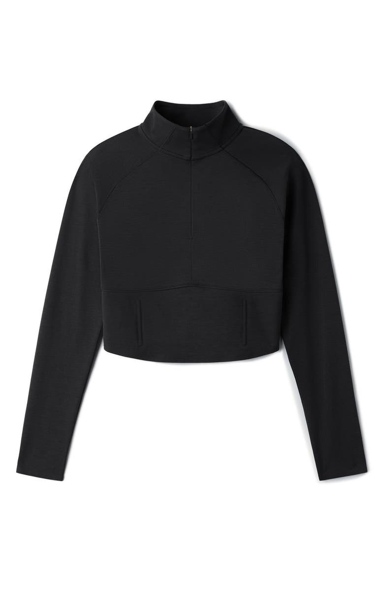 Rhone Heather Revive Crop Quarter Zip Top, Alternate, color, Black Heather