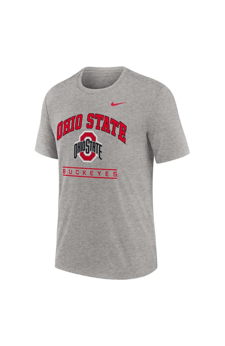 Nike Men's Nike Heather Gray Ohio State Buckeyes Arch Over Logo Tri-Blend T-Shirt, Alternate, color, 