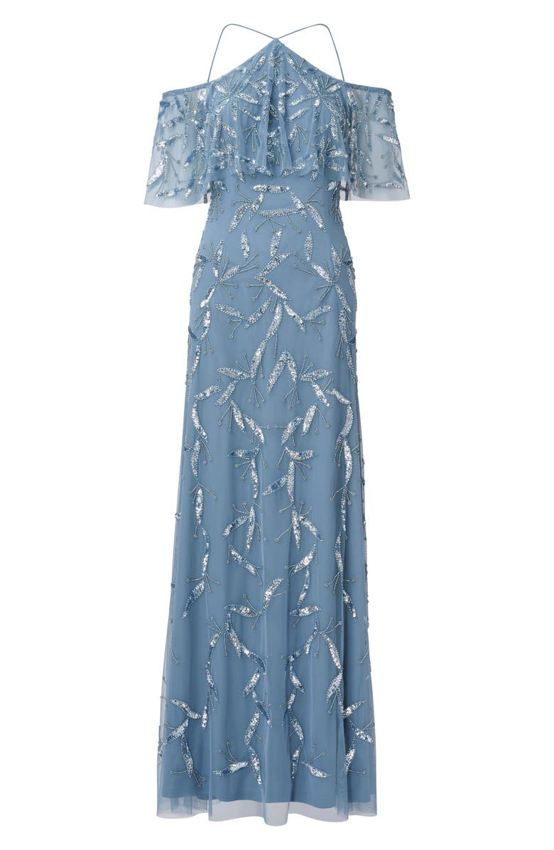 Aidan Mattox by Adrianna Papell Sequin Beaded Cold Shoulder Gown, Alternate, color,