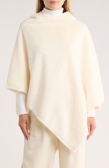 Nanette Lepore Hooded Faux Fur Ruana In White