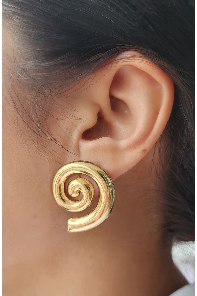 Swirl Stud Earrings, Alternate, color, GOLD