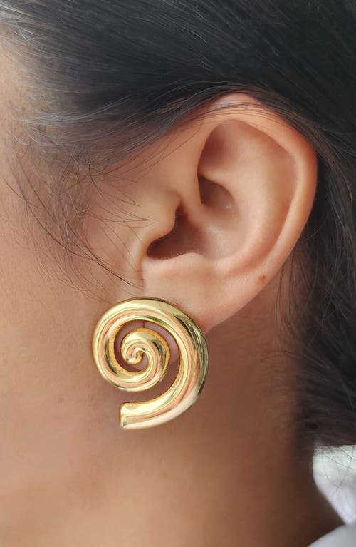 Adornia Tarnish Resistant 18k Gold Plated Swirl Statement Stud Earrings In Gold