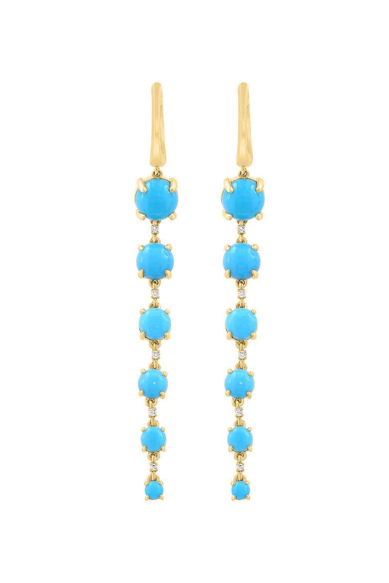 14K Yellow Gold Diamond,Turquoise Earrings, Main, color, Hematite and FW Blush Pearl