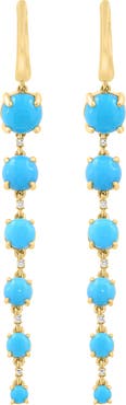 EFFY 14K Yellow Gold Diamond,Turquoise Earrings