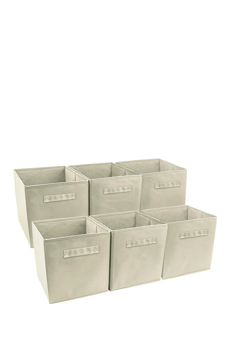 Foldable Storage Cube Basket Bin - Set of 6 - Beige, Main, color, BEIGE