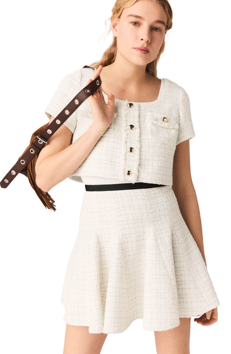 maje 2-in-1 tweed dress, Main, color, Ecru