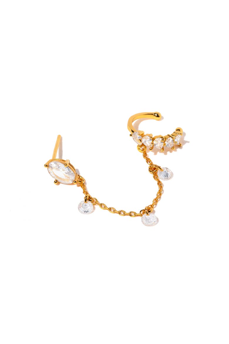 Dew You Chain Stud Ear Cuff, Alternate, color, GOLD