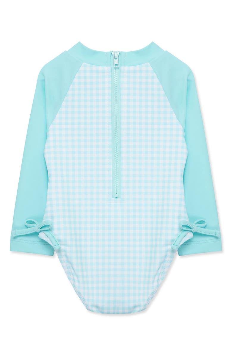 Little Me Daisy Rashguard One-Piece Swimsuit, Alternate, color, 