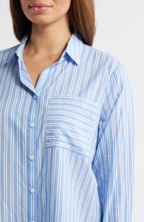 BEACHLUNCHLOUNGE BEACHLUNCHLOUNGE CANDY STRIPE COTTON BLEND BUTTON-UP SHIRT