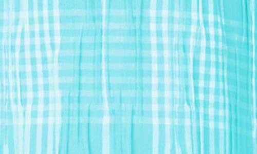 Foxcroft Faith Beach Plaid Button-up Tunic Shirt In Oceanside