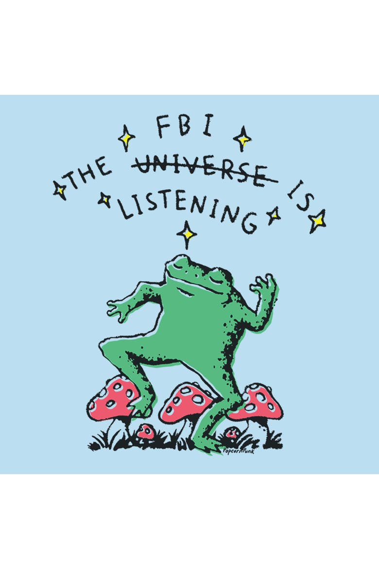Men's Lost Gods The Universe Is Listening Frog  Graphic T-Shirt, Alternate, color, Light Blue
