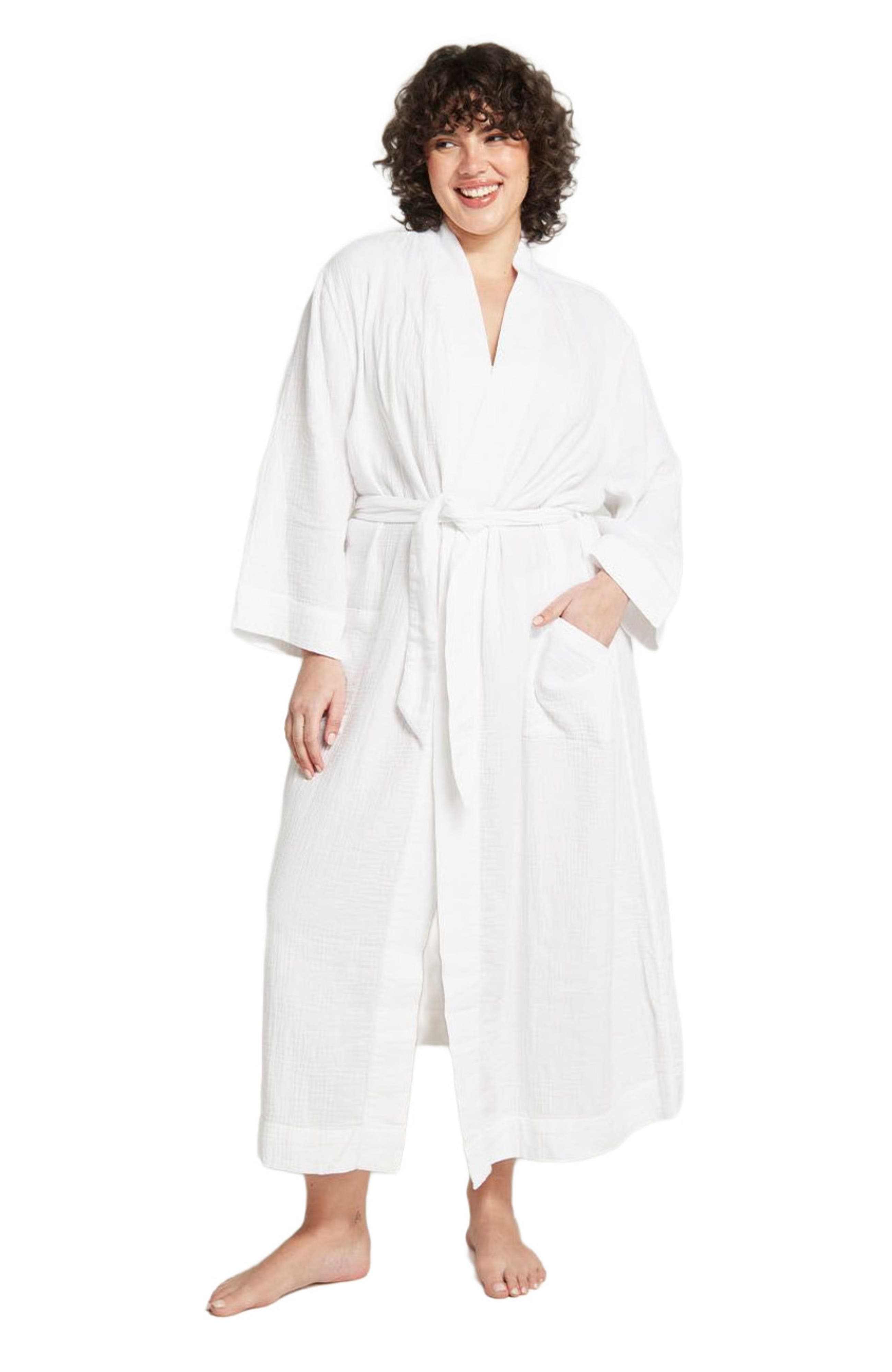 Nudea The Classic Belted Robe in Cotton White 