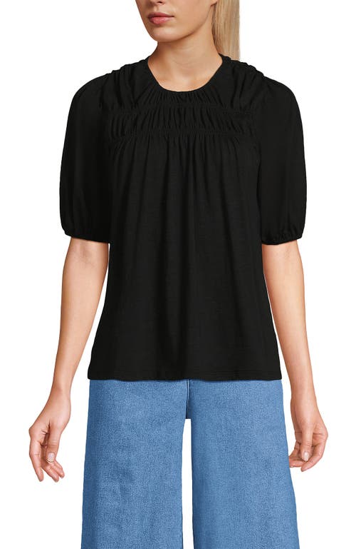 LANDS' END LANDS' END SMOCKED CREW PUFF SLEEVE TOP