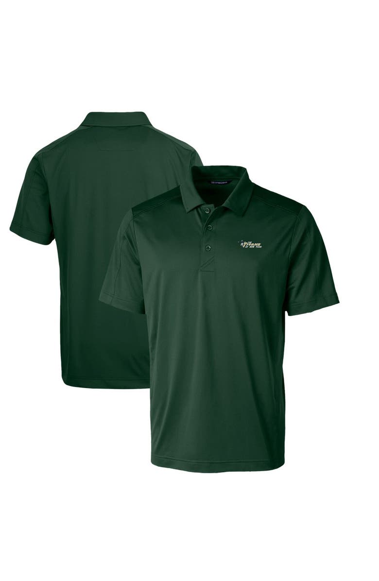 Cutter & Buck Men's Cutter & Buck Green New York Jets Throwback Logo Prospect Textured Stretch Polo, Main, color,