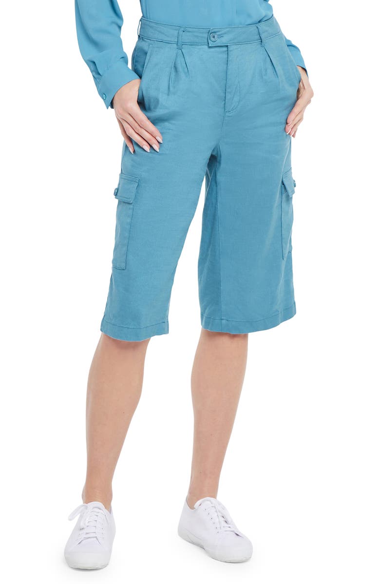 NYDJ Linen Blend Cargo Trouser Shorts, Main, color,