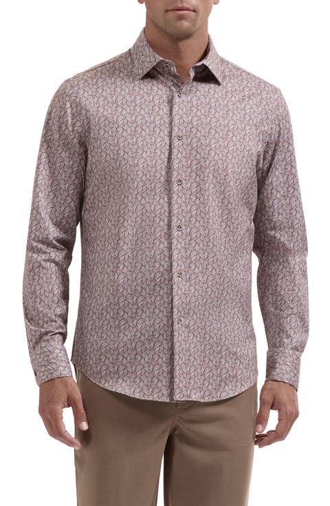 James OoohCotton® Leaf Print Button-Up Shirt