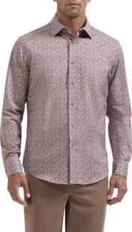 Bugatchi James OoohCotton® Leaf Print Button-Up Shirt
