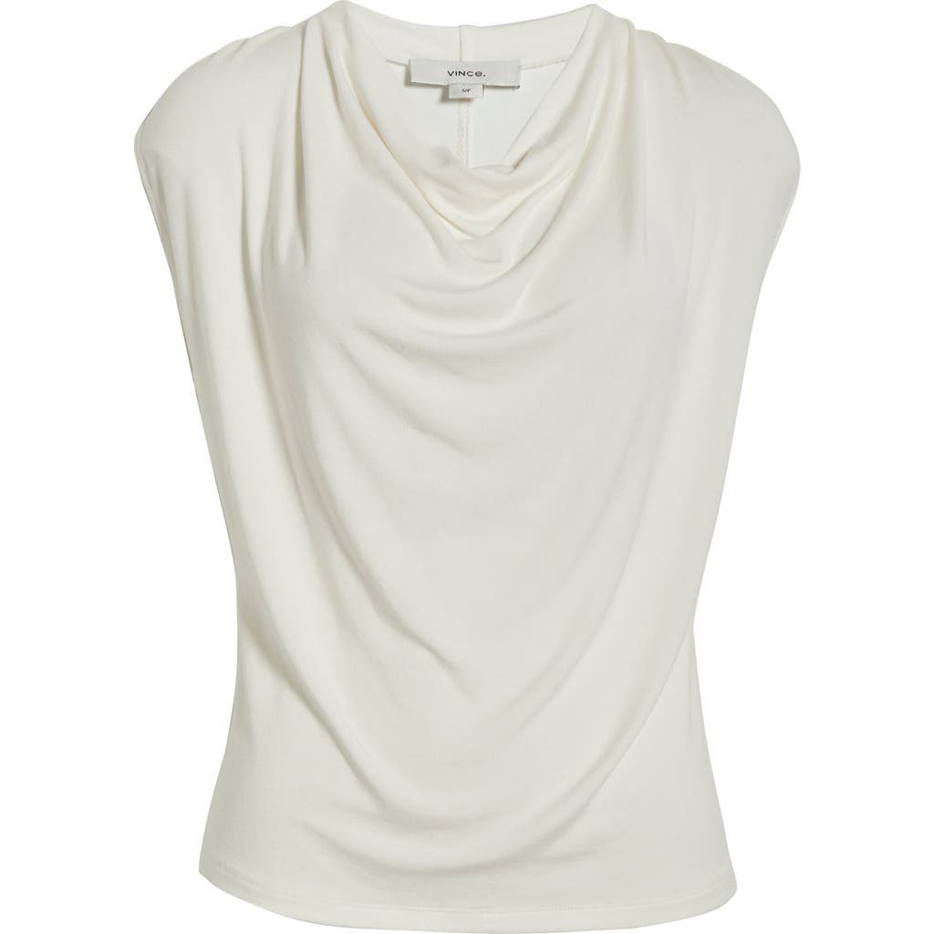 Vince Sleeveless Draped Cowl Neck Top Gesso In White