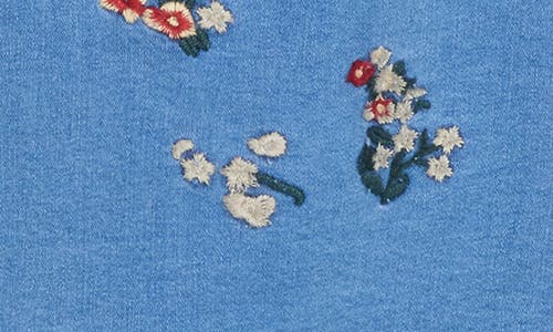 Flying Angel Floral Embroidered Denim Cutoff Shorts
