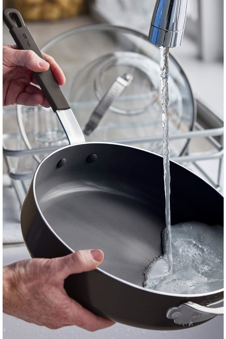 x Bobby Flay Professional Ceramic Nonstick 4.5-Quart Sauté Pan with Lid, Alternate, color, BLACK