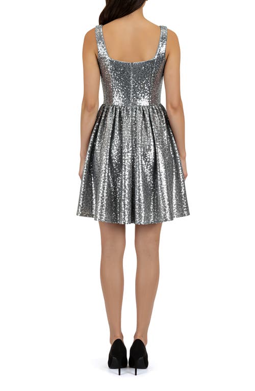 Lush Bow Appliqué Sequin Minidress In Silver