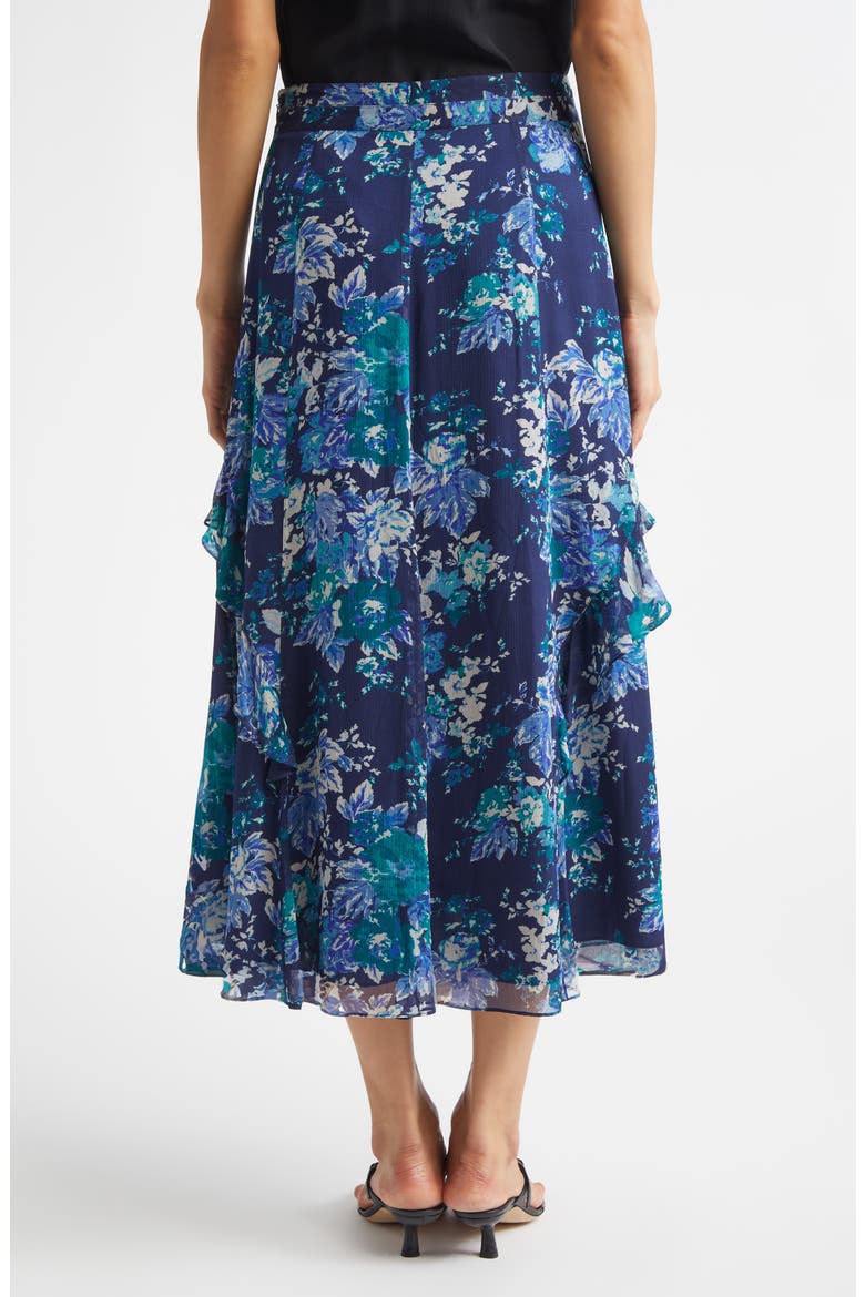 Orla Floral Print Chiffon Maxi Skirt, Alternate, color, NAVY/ JADE/ ECRU