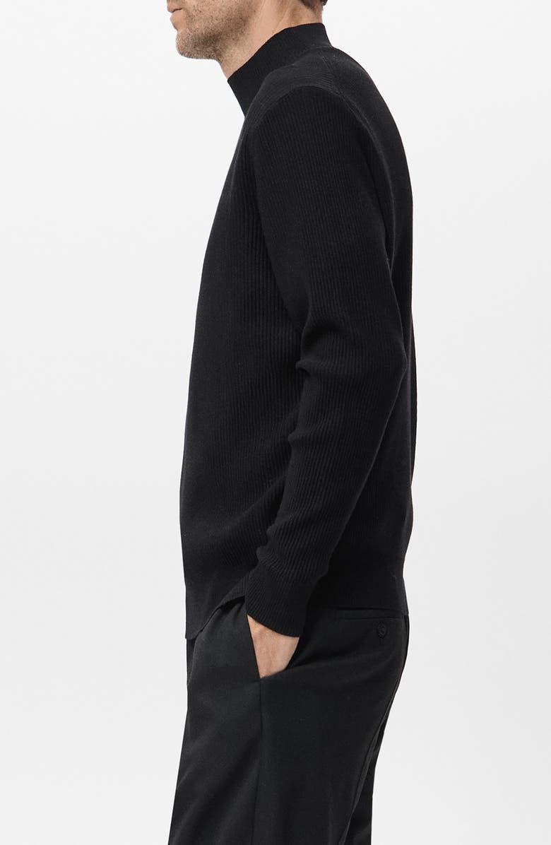 MANGO Ribbed Turtleneck Sweater, Alternate, color, Black