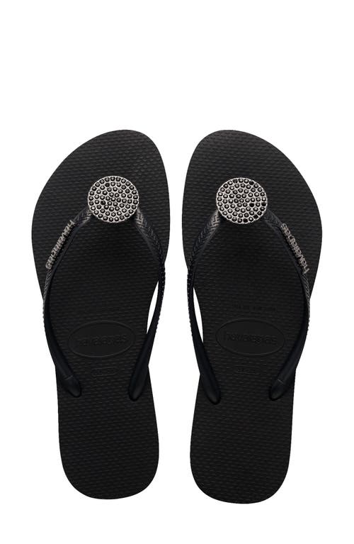 Havaianas Slim Crystal Flip Flop In Black