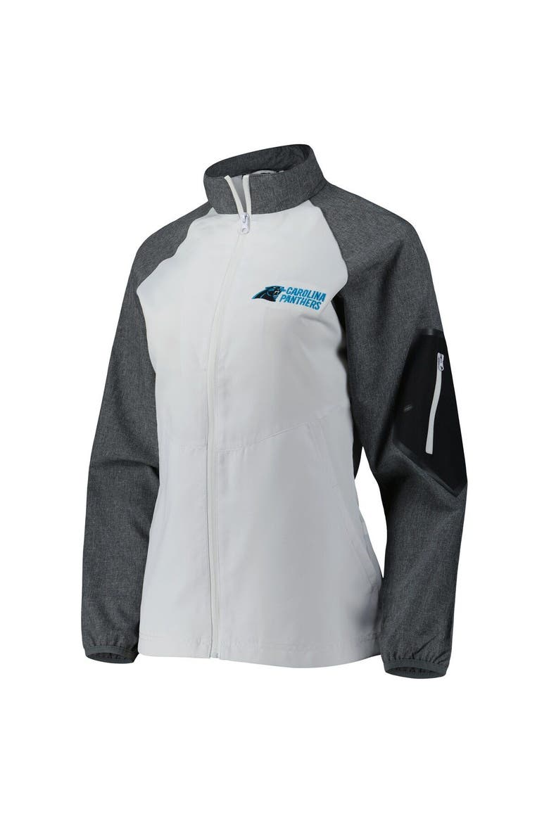 Women's Dunbrooke White/Gray Carolina Panthers Hurricane Raglan Full-Zip Windbreaker, Alternate, color, White