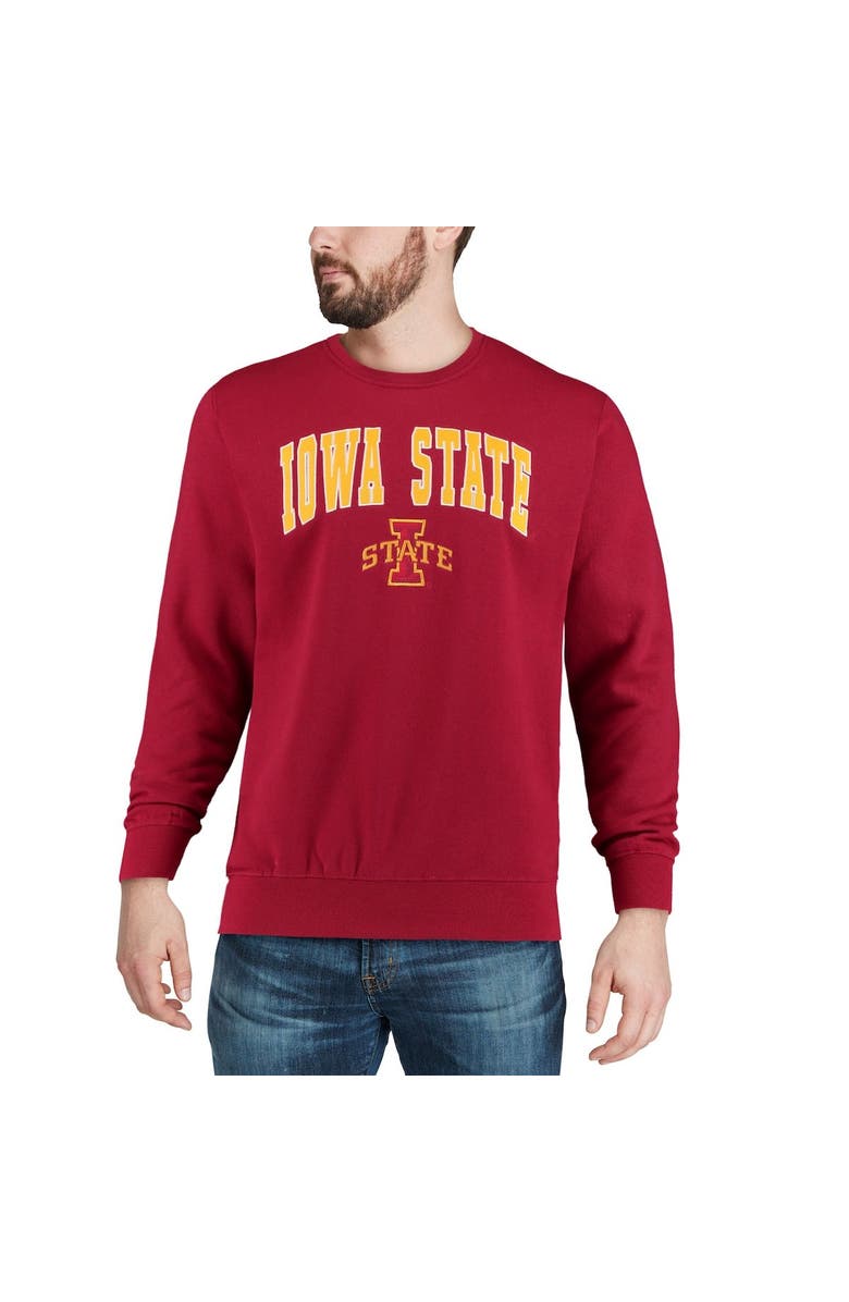 COLOSSEUM Men's Colosseum Cardinal Iowa State Cyclones Arch & Logo Crew Neck Sweatshirt, Alternate, color, Cardinal