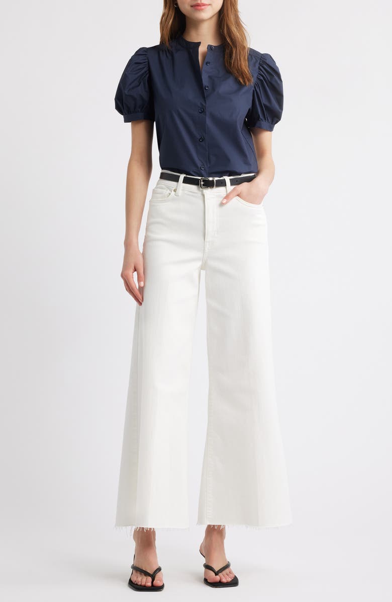 FRAME Le Palazzo Raw Hem Crop Wide Leg Jeans, Alternate, color, Au Natural Clean Raw After