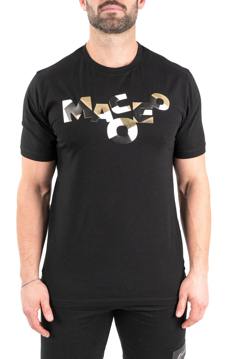 Maceoo Scrabble Logo Cotton Graphic T-Shirt, Main, color, Black