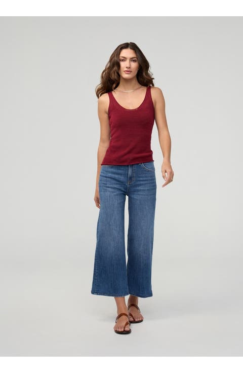 Performance Denim High Rise Wide Leg Crop