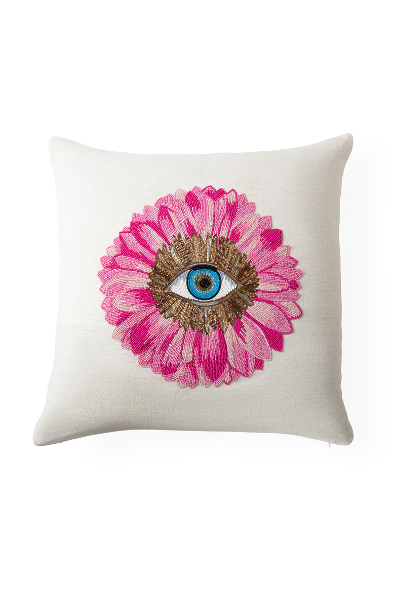 Petals Beaded Pillow, Main, color, White / Pink / Blue