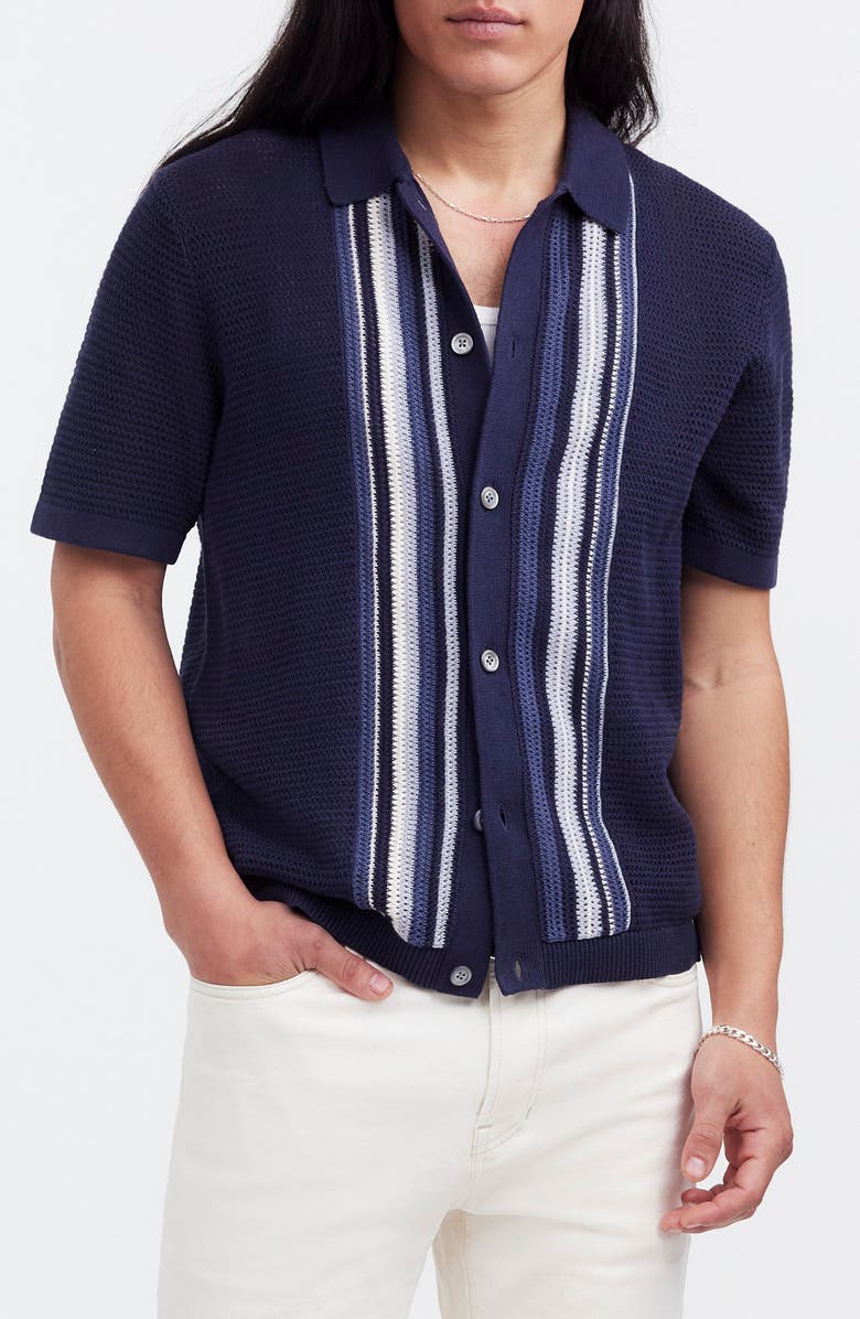 Madewell Stripe Open Stitch Cotton & Linen Button-Up Shirt, Main, color,