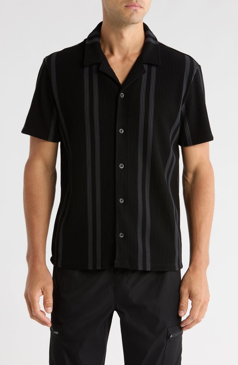 Tahari Camp Shirt, Main, color, Black/ Steel Grey
