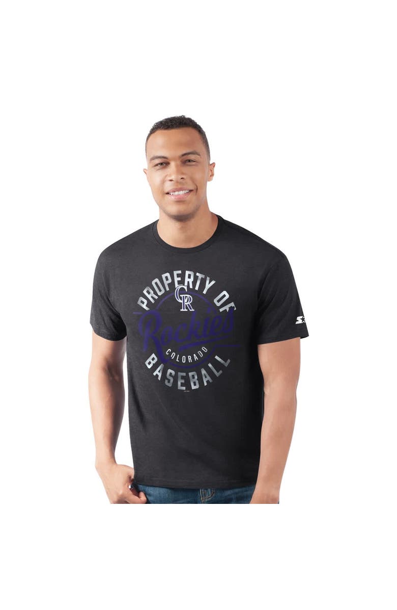 STARTER Men's Starter  Black Colorado Rockies Prime Time Property Of T-Shirt, Main, color, Black