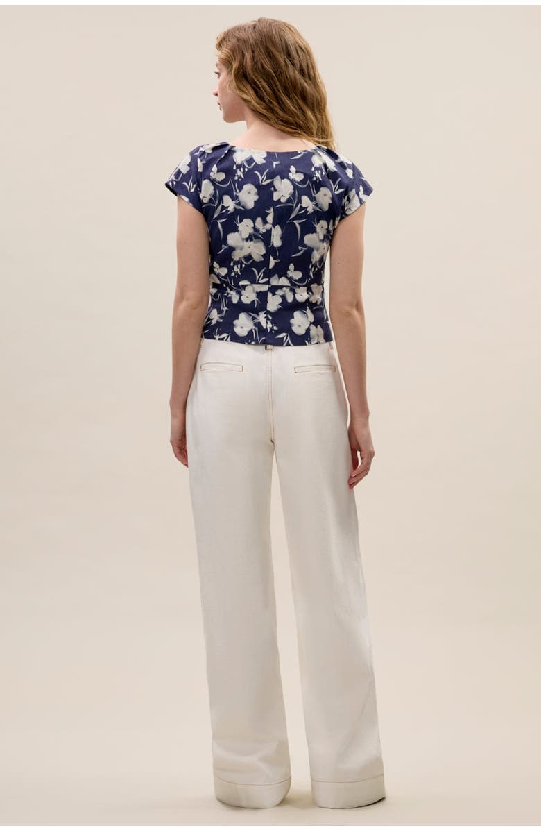 Rebecca Taylor Bea Linen Blouse, Alternate, color, Navy Combo